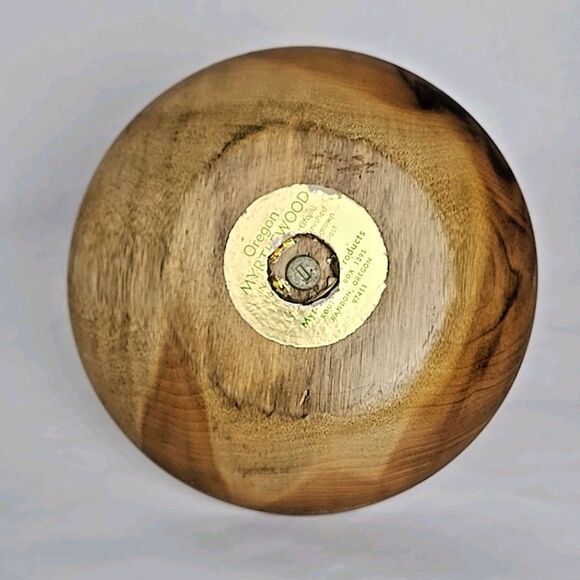 Oregon Made in USA Myrtlewood Gold Metal Handle Wooden Server Dish Brown Vintage - Picture 6 of 10